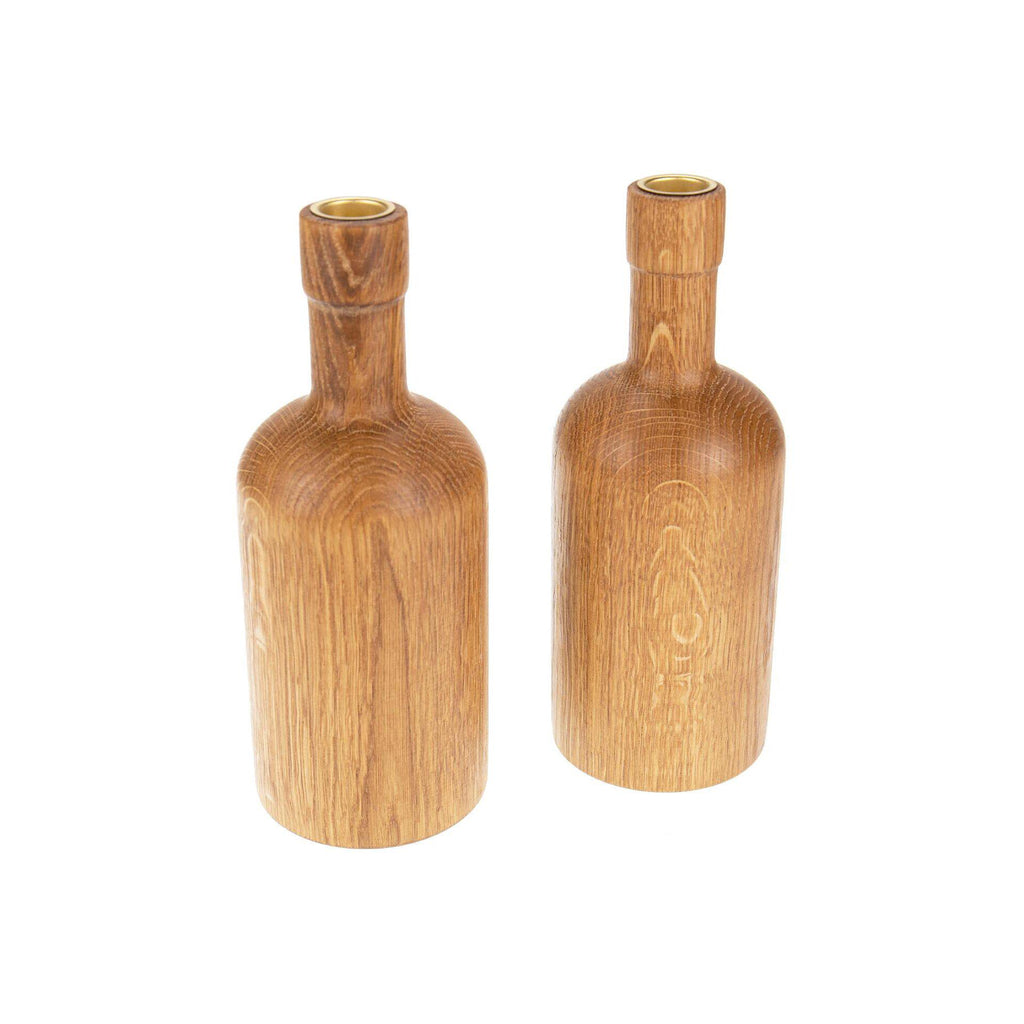Kerzenständer Holz | Eiche Deko | Kerzenhalter Flasche | Wohnzimmer Deko | Einzugsgeschenk | Geschenkidee Holz