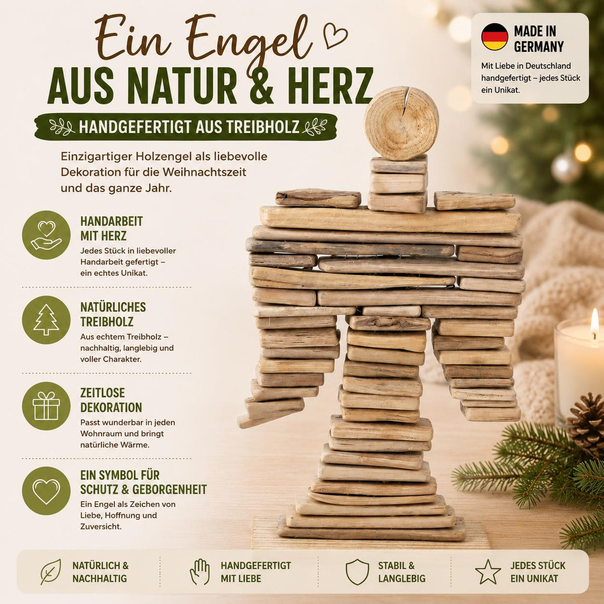 Holz Engel Deko | Treibholz Engel | Wohnzimmer Deko | Holz Deko | Einzugsgeschenk | Hochzeitsgeschenk Ideen | Boho Deko
