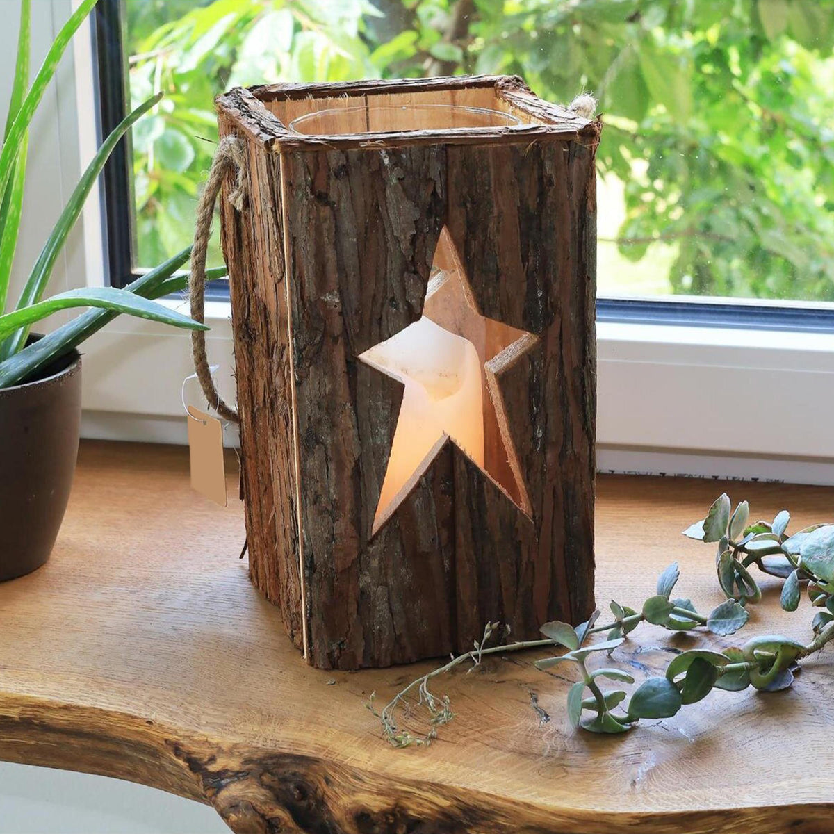 Holz Laterne | Windlicht Holz | Stern Laterne | Rustikale Deko | Wohnzimmer Deko | Einzugsgeschenk | Holz Deko Geschenk