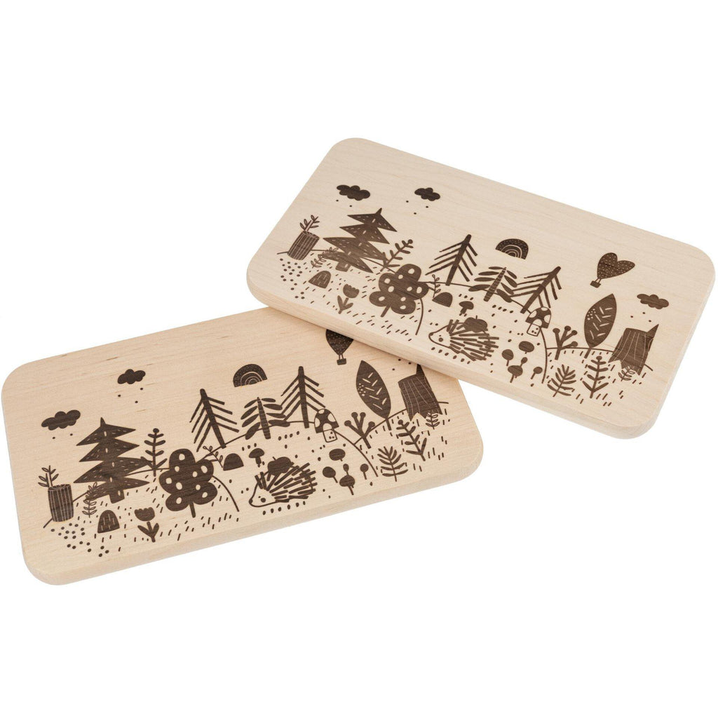 Frühstücksbrett Kinder | Waldtiere Igel | Brotzeitbrett Gravur | Schneidebrett Holz | Wald Motiv | Geschenk Kinder | Holzbrett Wald