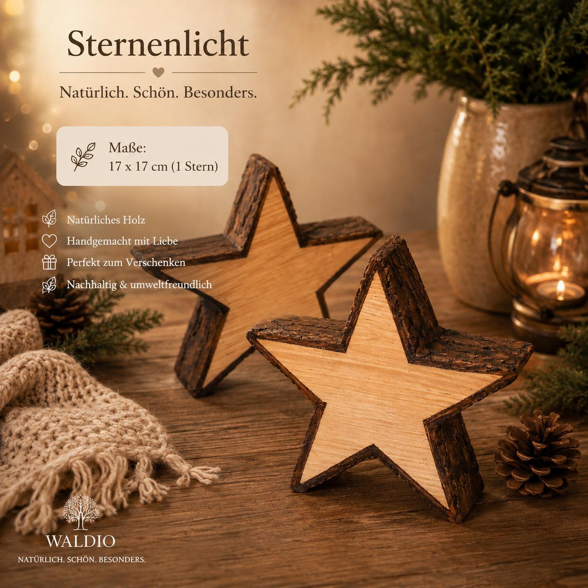 Holz Stern Deko | Stern aus Holz | Rustikale Holz Deko | Wohnzimmer Deko | Einzugsgeschenk | Weihnachtsdeko Holz