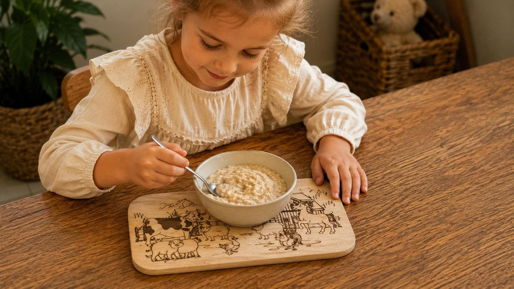 Frühstücksbrett Kinder | Ausmalbrett Bauernhof | Tiere Holzbrett | Schneidebrett | Brotzeitbrett Gravur | Geschenk Kinder | Malbrett