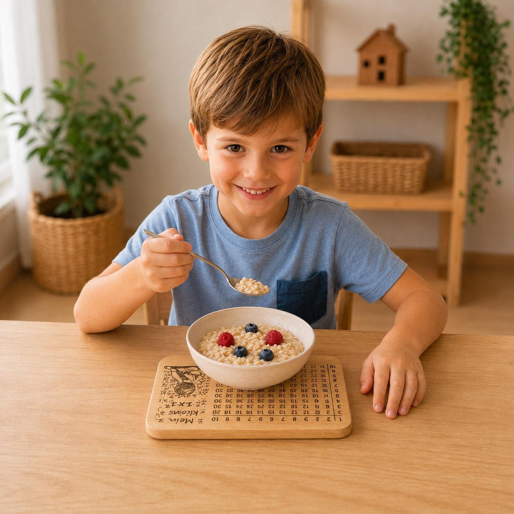 Frühstücksbrett Kinder | 1x1 Lernbrett | Brotzeitbrett Gravur | Schneidebrett Holz | Multiplikation Lernen | Montessori Geschenk|Rechenbrett