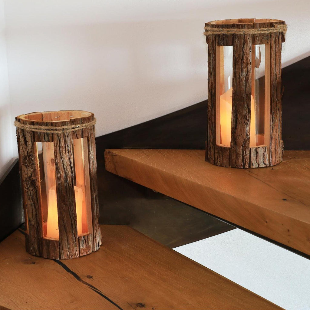 Holz Laterne | Windlicht Holz | Rustikale Laterne | Wohnzimmer Deko | Einzugsgeschenk | Holz Deko | Naturholz Laterne