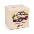 Spardose Holz | Geldgeschenk Auto | Sparbox mit Schloss | Geschenk Führerschein | Sparwürfel Holz | Für mein erstes Auto