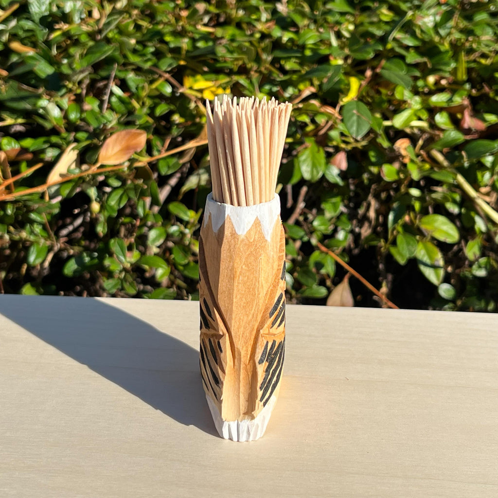 Zahnstocherhalter Holz | Handgeschnitzter Adler | Zahnstocher Spender | Küchen Deko | Geschenkidee | Handbemalt | Lindenholz