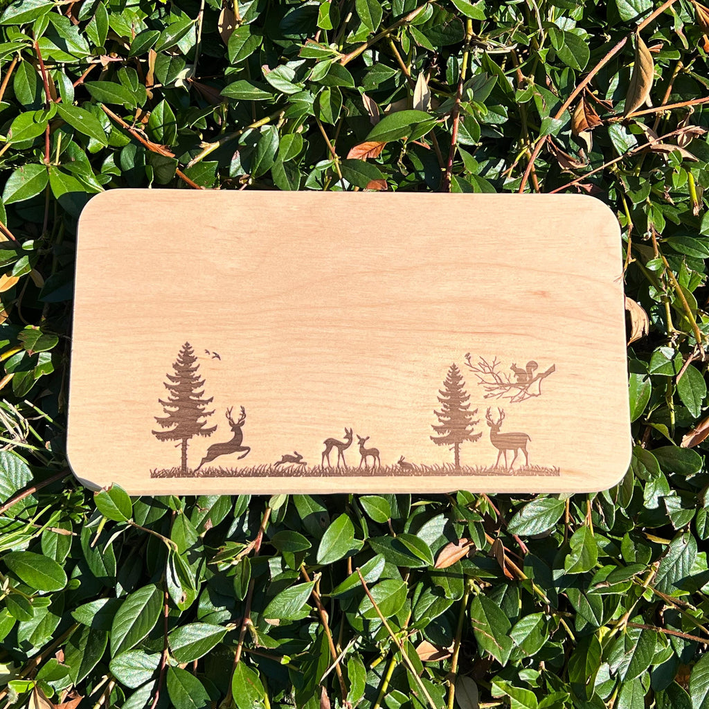 Schneidebrett Holz | Wald Panorama | Brotzeitbrett Küche | Holzbrett Deko | Geschenkidee Natur | Geburtstagsgeschenk