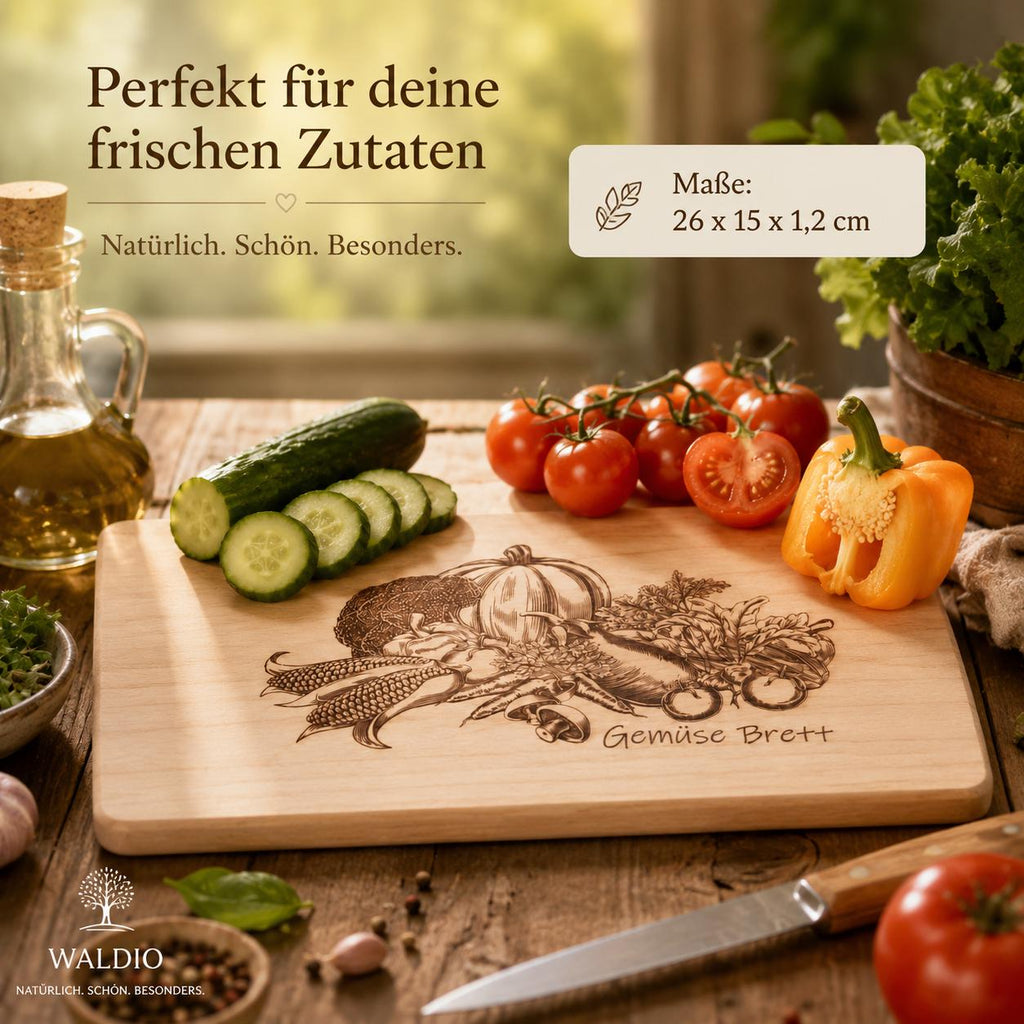 Schneidebrett Holz | Frühstücksbrett Ahorn | Brotzeitbrett Küche | Gemüse Brett | Geschenkidee Küche | Geburtstagsgeschenk