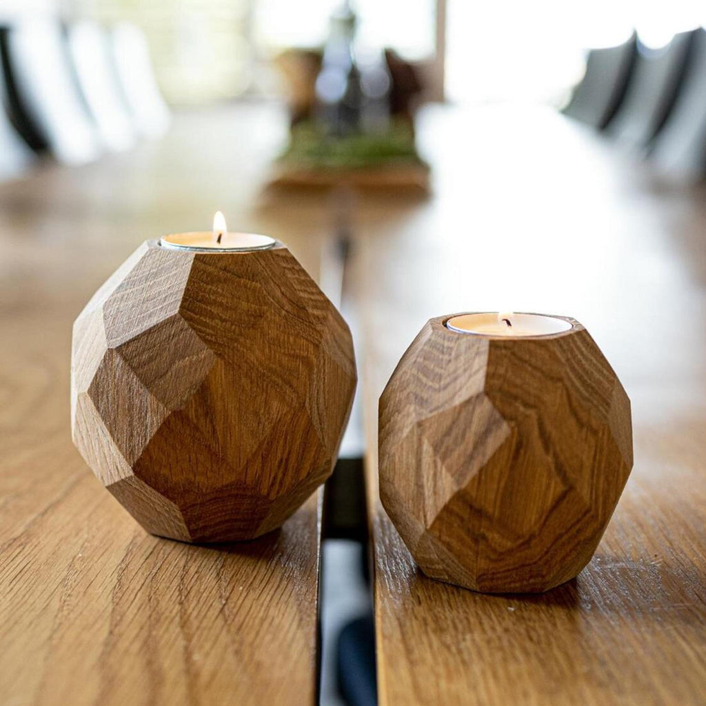Teelichthalter Holz | Kerzenhalter Eiche | Wohnzimmer Deko | Holz Deko | Einzugsgeschenk | Geschenk Hochzeit | Diamantschliff