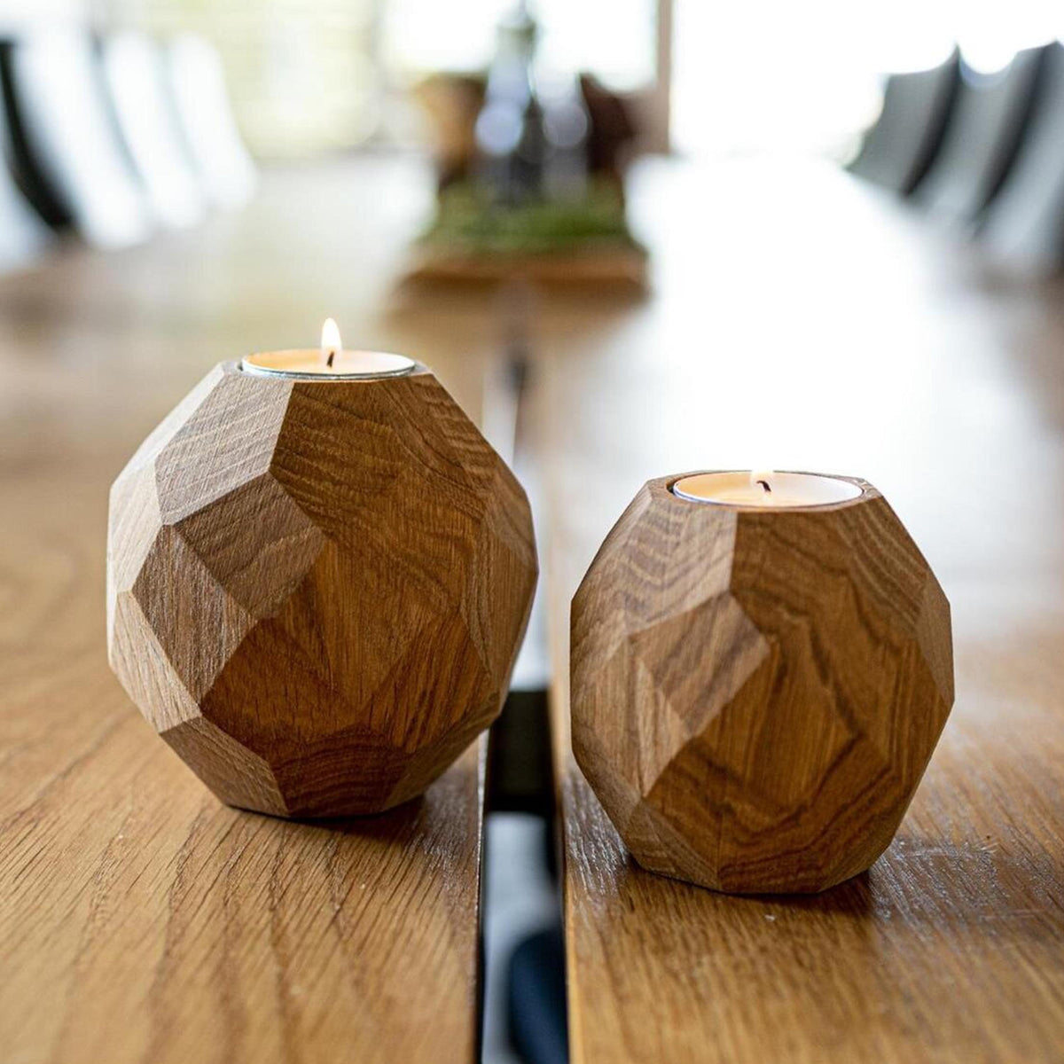 Teelichthalter Holz | Kerzenhalter Eiche | Wohnzimmer Deko | Holz Deko | Einzugsgeschenk | Geschenk Hochzeit | Diamantschliff