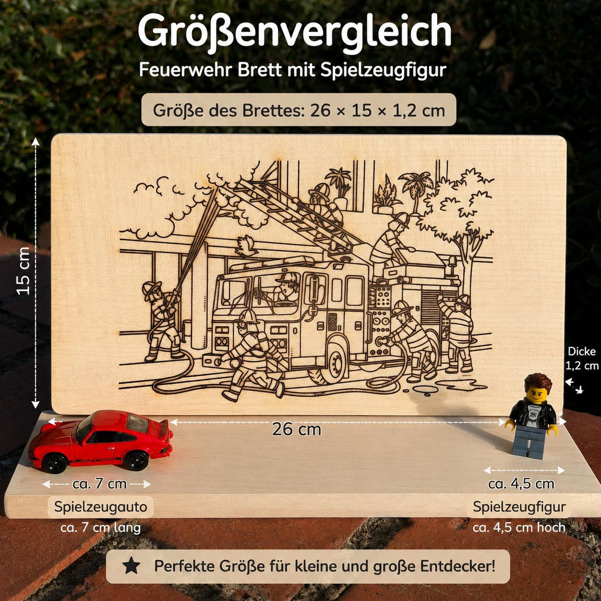 Kinder Frühstücksbrett | Feuerwehr Ausmalbrett | Brotzeitbrett Holz | Feuerwehr Geschenk | Geschenk Einschulung | Geburtstagsgeschenk