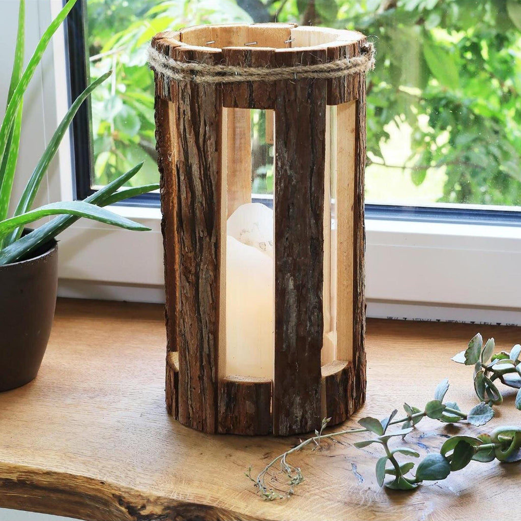 Holz Laterne | Windlicht Holz | Rustikale Laterne | Wohnzimmer Deko | Einzugsgeschenk | Holz Deko | Naturholz Laterne
