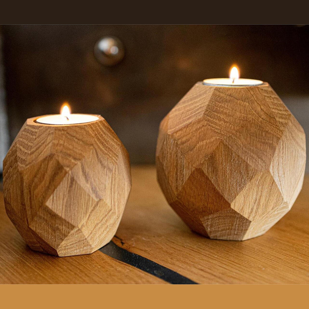 Teelichthalter Holz | Kerzenhalter Eiche | Wohnzimmer Deko | Holz Deko | Einzugsgeschenk | Geschenk Hochzeit | Diamantschliff