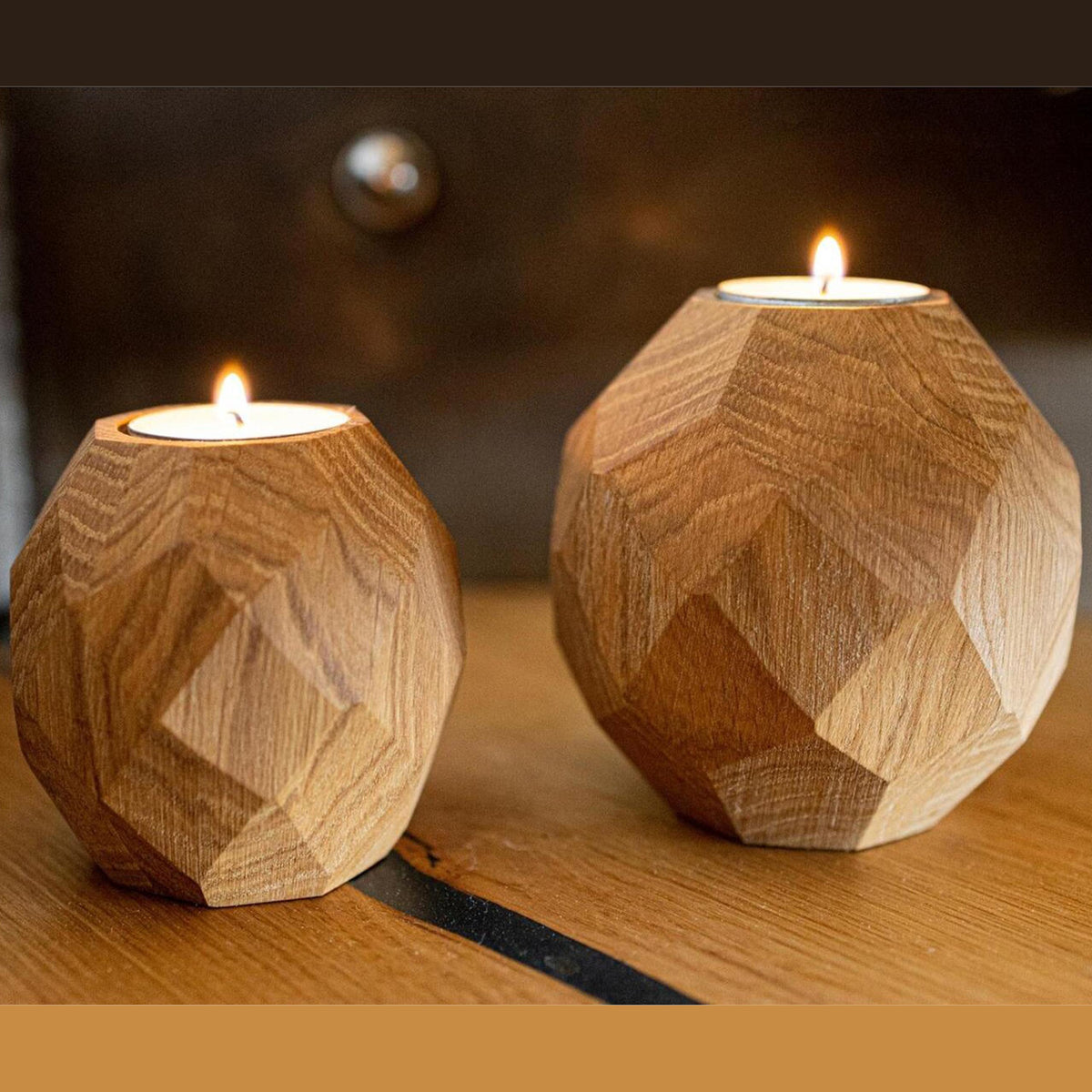 Teelichthalter Holz | Kerzenhalter Eiche | Wohnzimmer Deko | Holz Deko | Einzugsgeschenk | Geschenk Hochzeit | Diamantschliff