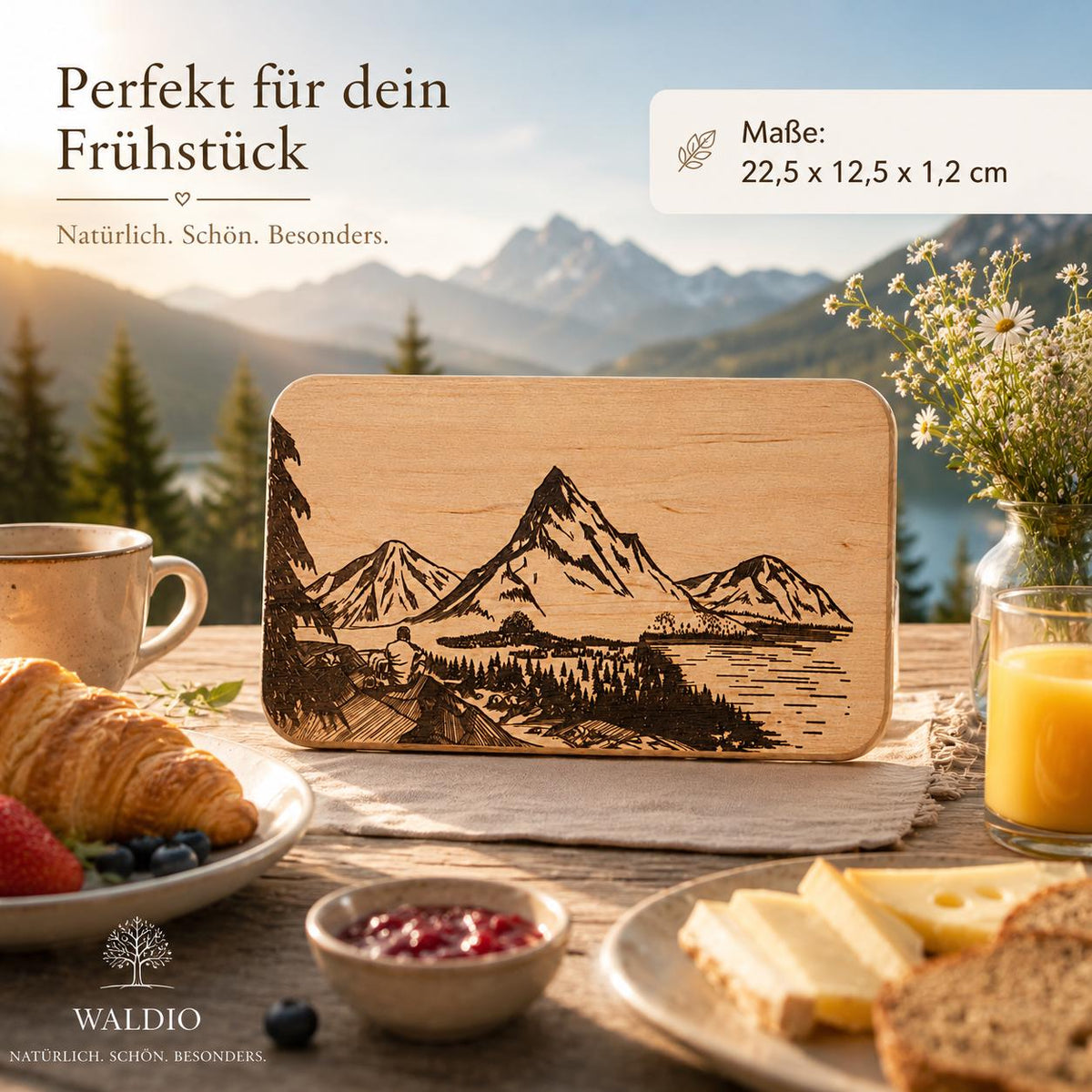 Frühstücksbrett Holz | Bergsucht Geschenk | Brotzeitbrett Wandern | Schneidebrett Holz | Bergliebe Deko | Geschenk Wanderer