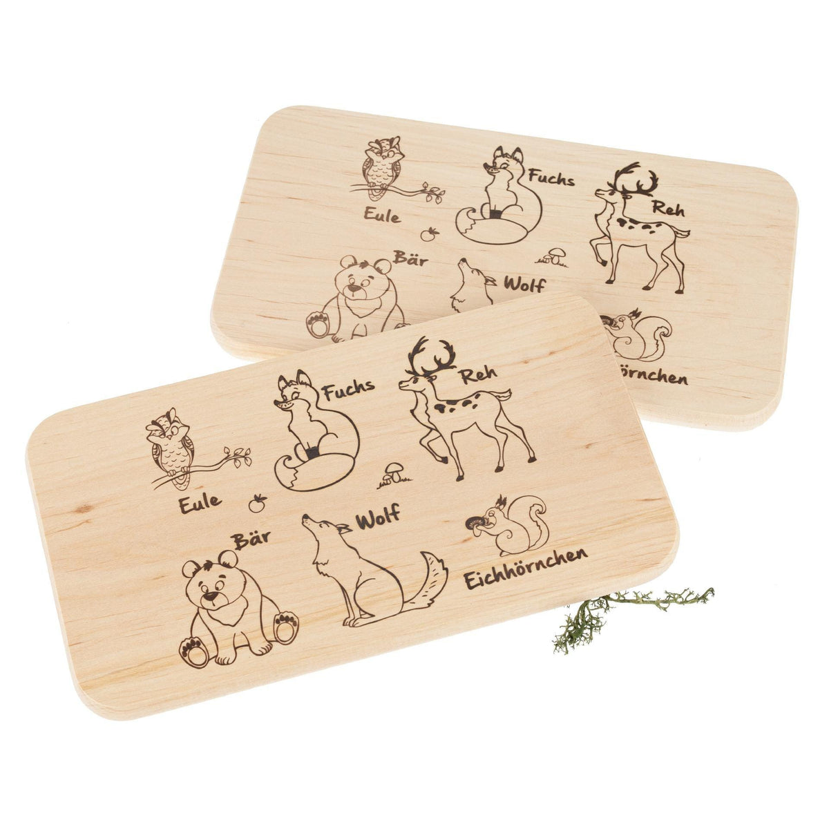Frühstücksbrett Kinder | Waldtiere Holzbrett | Schneidebrett mit Tiernamen | Brotzeitbrett Gravur | Geschenk Kind | Baby Geschenk