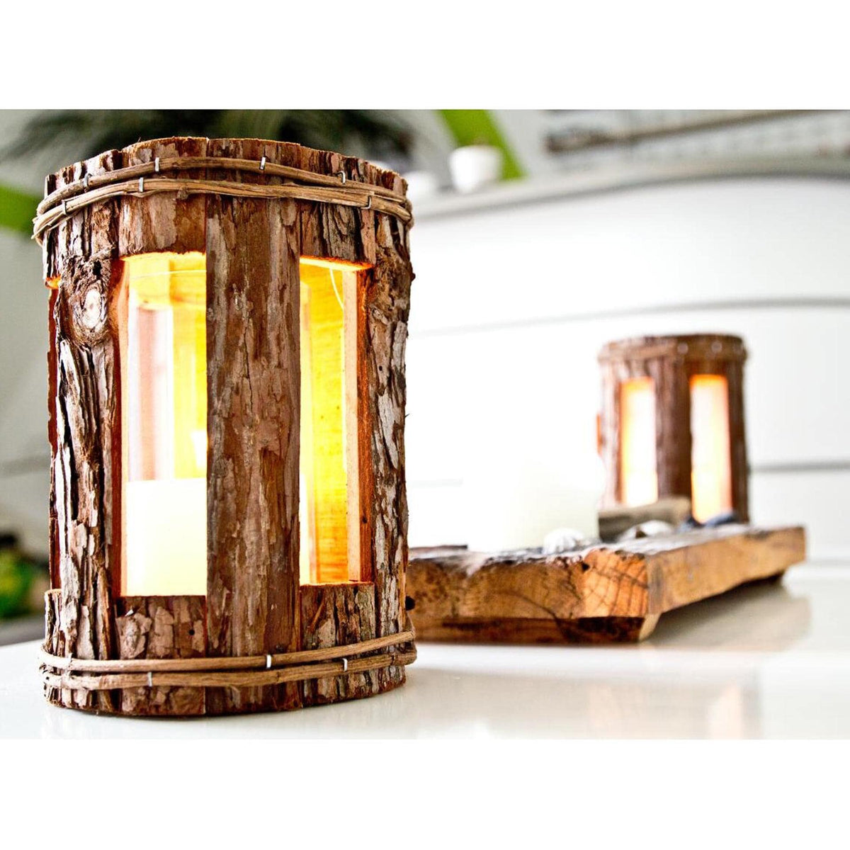 Holz Laterne | Windlicht Holz | Rustikale Laterne | Wohnzimmer Deko | Einzugsgeschenk | Holz Deko | Naturholz Laterne