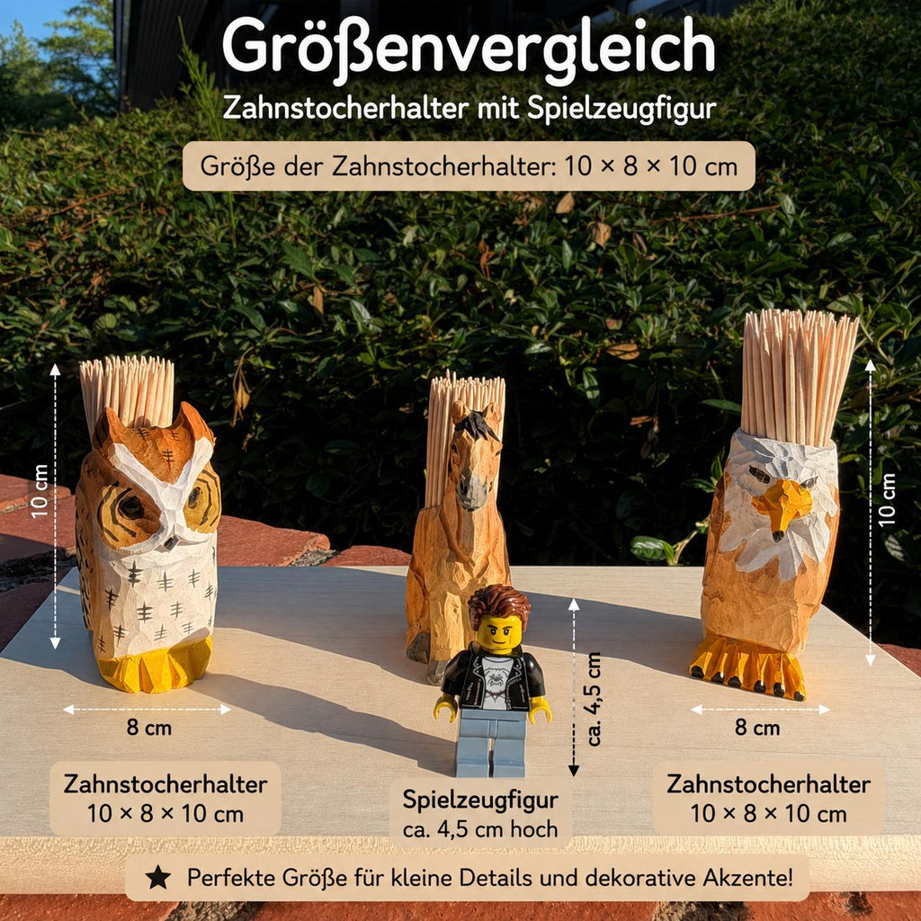 Zahnstocherhalter Pferd | Handgeschnitzt Holz | Pferde Deko | Zahnstocher Spender | Geschenk Pferdeliebhaber | Horse Gift