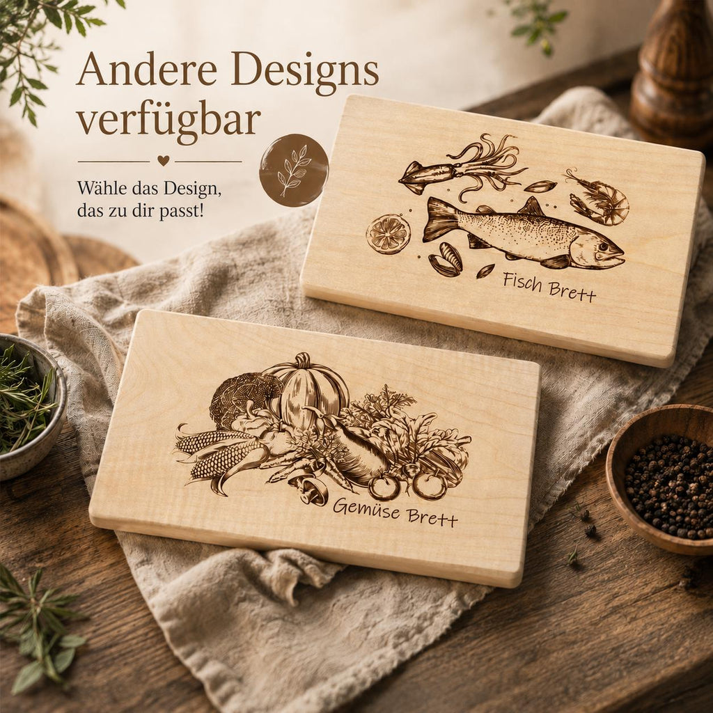 Schneidebrett Holz | Frühstücksbrett Ahorn | Fisch Brett Küche | Brotzeitbrett Holz | Geschenkidee Küche | Geburtstagsgeschenk