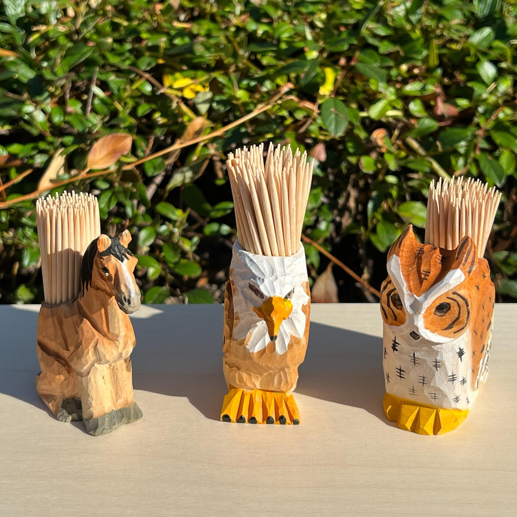 Zahnstocherhalter Holz | Eule Deko | Zahnstocherbehälter | Küchen Deko | Geschenkidee Holz | Einzugsgeschenk | Handgeschnitzt