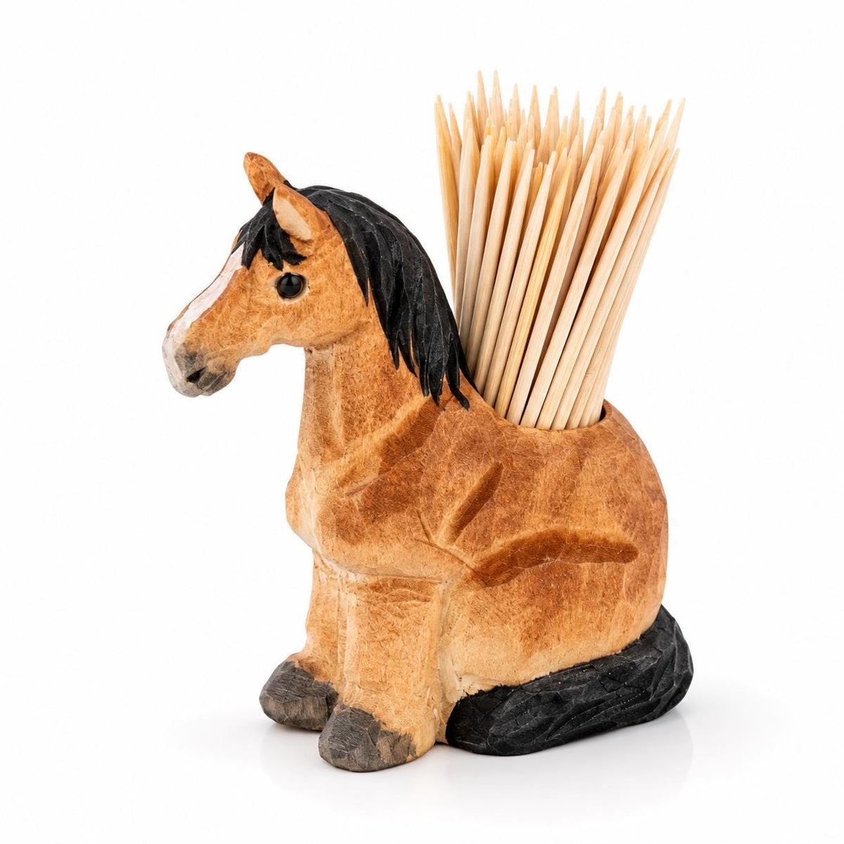 Zahnstocherhalter Pferd | Handgeschnitzt Holz | Pferde Deko | Zahnstocher Spender | Geschenk Pferdeliebhaber | Horse Gift
