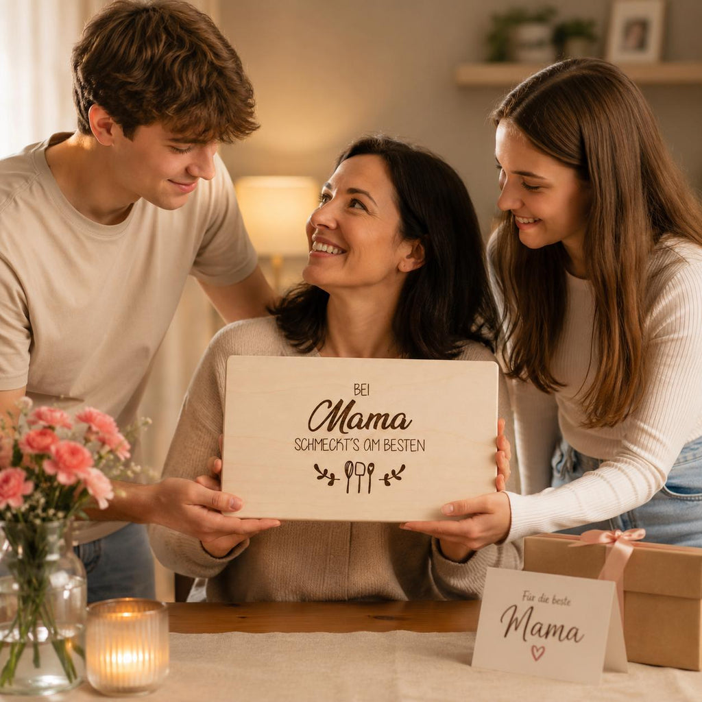 Mama Geschenk | Muttertag Geschenk | Frühstücksbrett Holz | Schneidebrett Holz | Geburtstagsgeschenk | Holzbrett Gravur