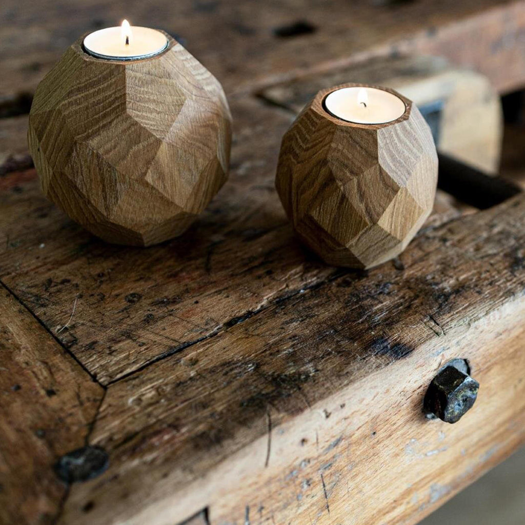 Teelichthalter Holz | Kerzenhalter Eiche | Wohnzimmer Deko | Holz Deko | Einzugsgeschenk | Geschenk Hochzeit | Diamantschliff