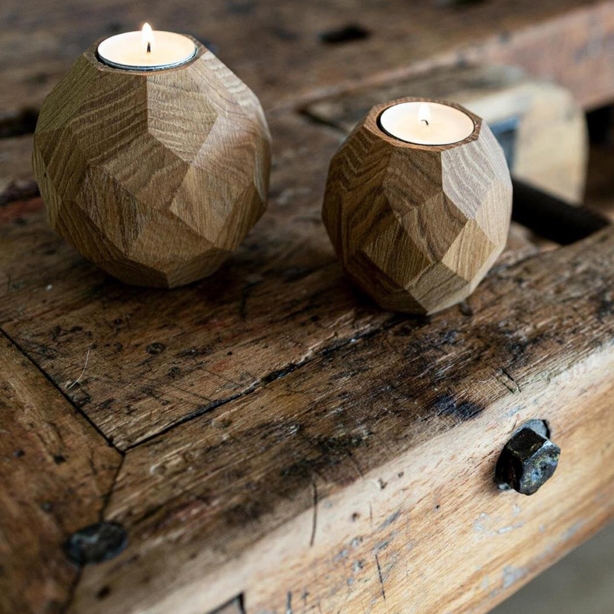 Teelichthalter Holz | Kerzenhalter Eiche | Wohnzimmer Deko | Holz Deko | Einzugsgeschenk | Geschenk Hochzeit | Diamantschliff