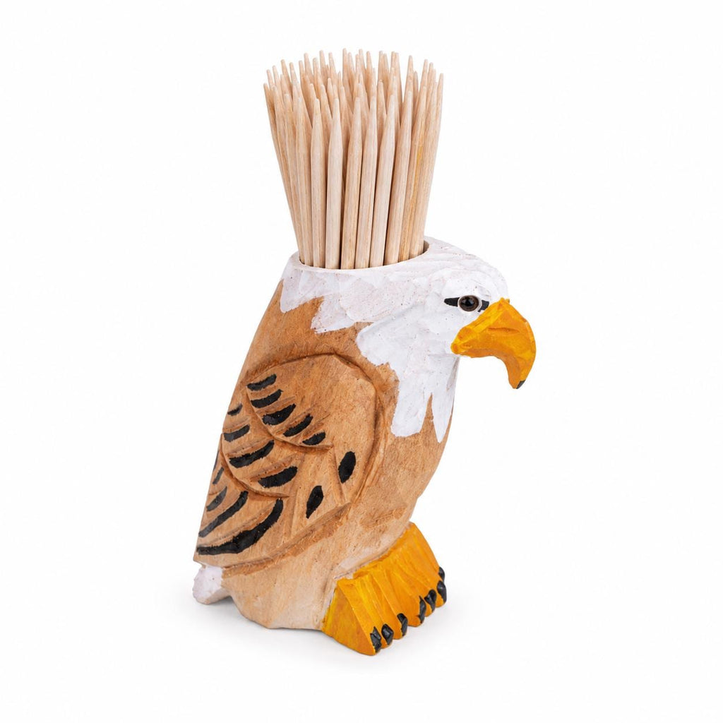 Zahnstocherhalter Holz | Handgeschnitzter Adler | Zahnstocher Spender | Küchen Deko | Geschenkidee | Handbemalt | Lindenholz