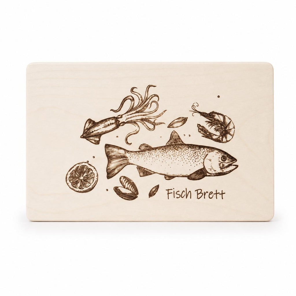 Schneidebrett Holz | Frühstücksbrett Ahorn | Fisch Brett Küche | Brotzeitbrett Holz | Geschenkidee Küche | Geburtstagsgeschenk