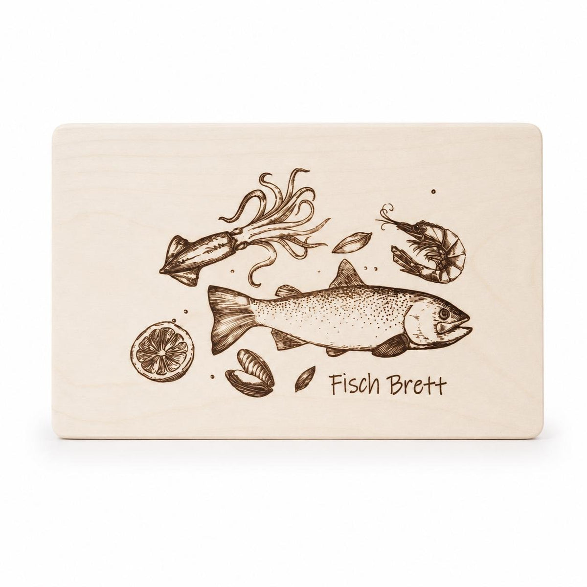 Schneidebrett Holz | Frühstücksbrett Ahorn | Fisch Brett Küche | Brotzeitbrett Holz | Geschenkidee Küche | Geburtstagsgeschenk