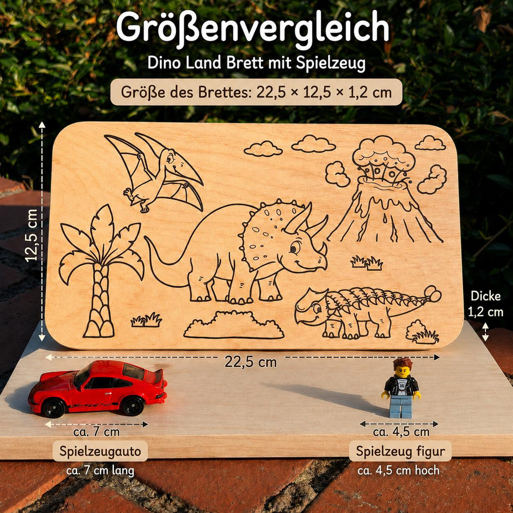 Kinder Frühstücksbrett | Dino Ausmalbrett | Brotzeitbrett Holz | Dino Geschenk | Geschenk Einschulung | Geburtstagsgeschenk