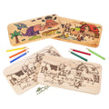 Frühstücksbrett Kinder | Ausmalbrett Bauernhof | Tiere Holzbrett | Schneidebrett | Brotzeitbrett Gravur | Geschenk Kinder | Malbrett