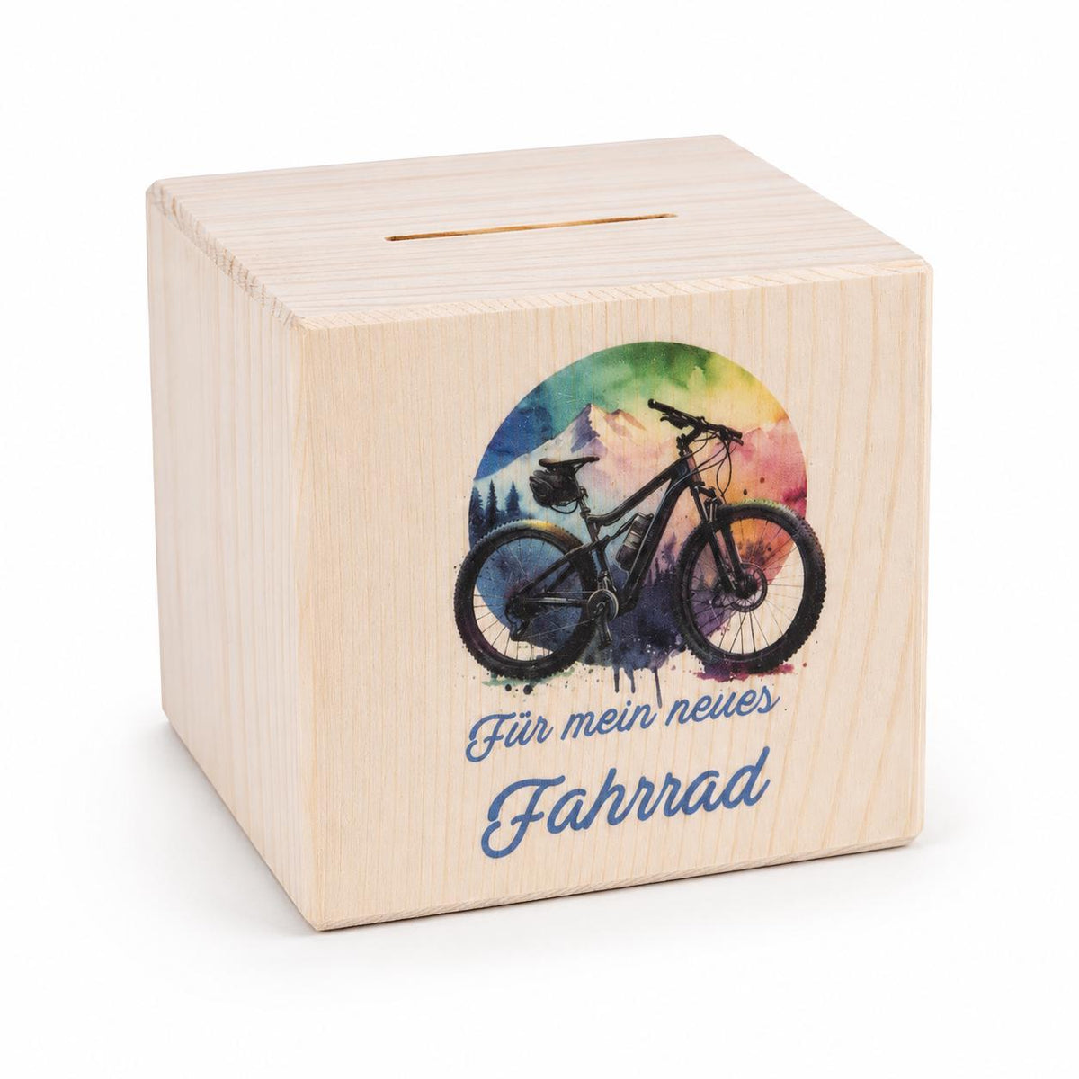 Spardose Holz | Geldgeschenk Fahrrad | Sparbox mit Schloss | Geschenk Fahrrad | Sparwürfel Holz | Für mein neues Fahrrad
