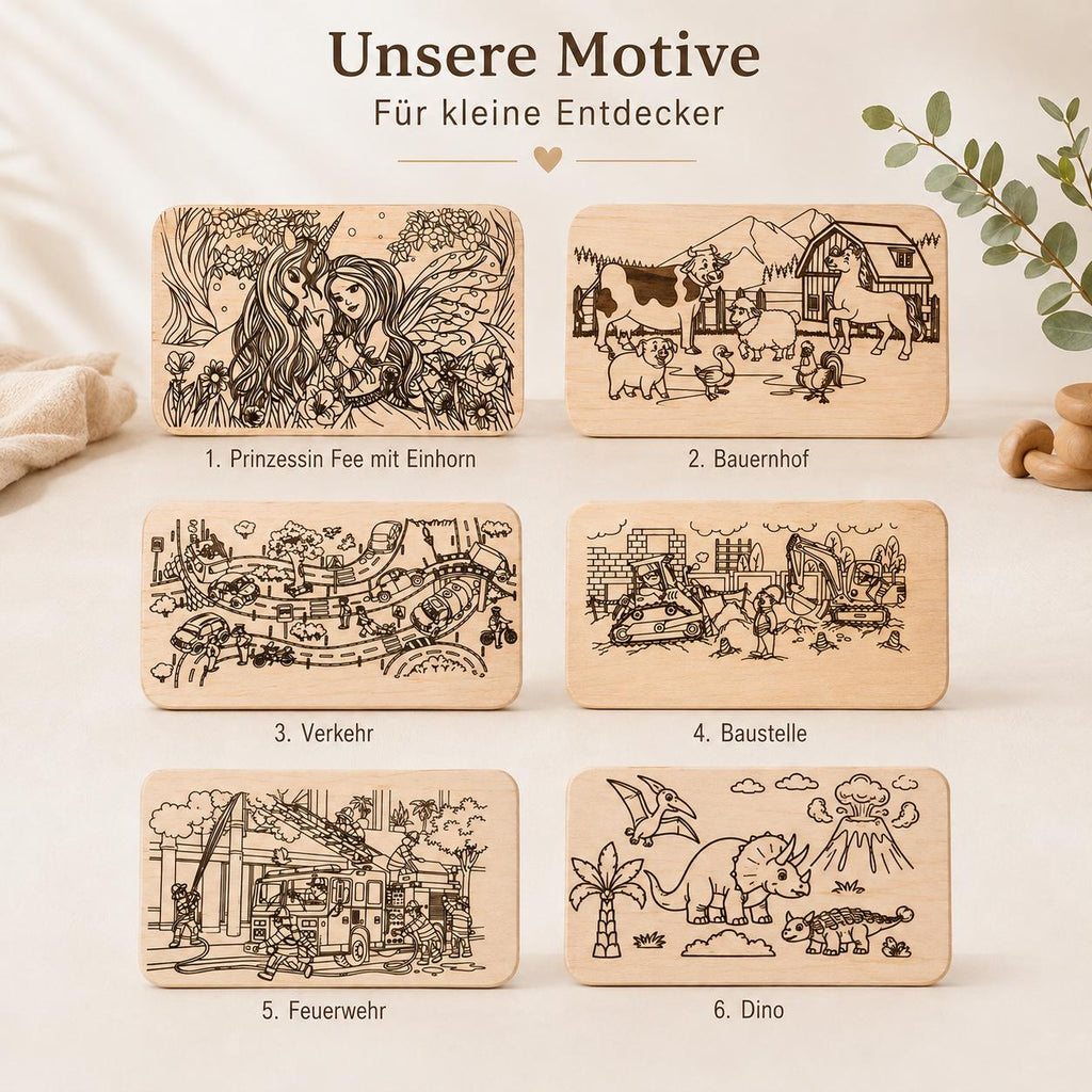 Kinder Frühstücksbrett | Dino Ausmalbrett | Brotzeitbrett Holz | Dino Geschenk | Geschenk Einschulung | Geburtstagsgeschenk