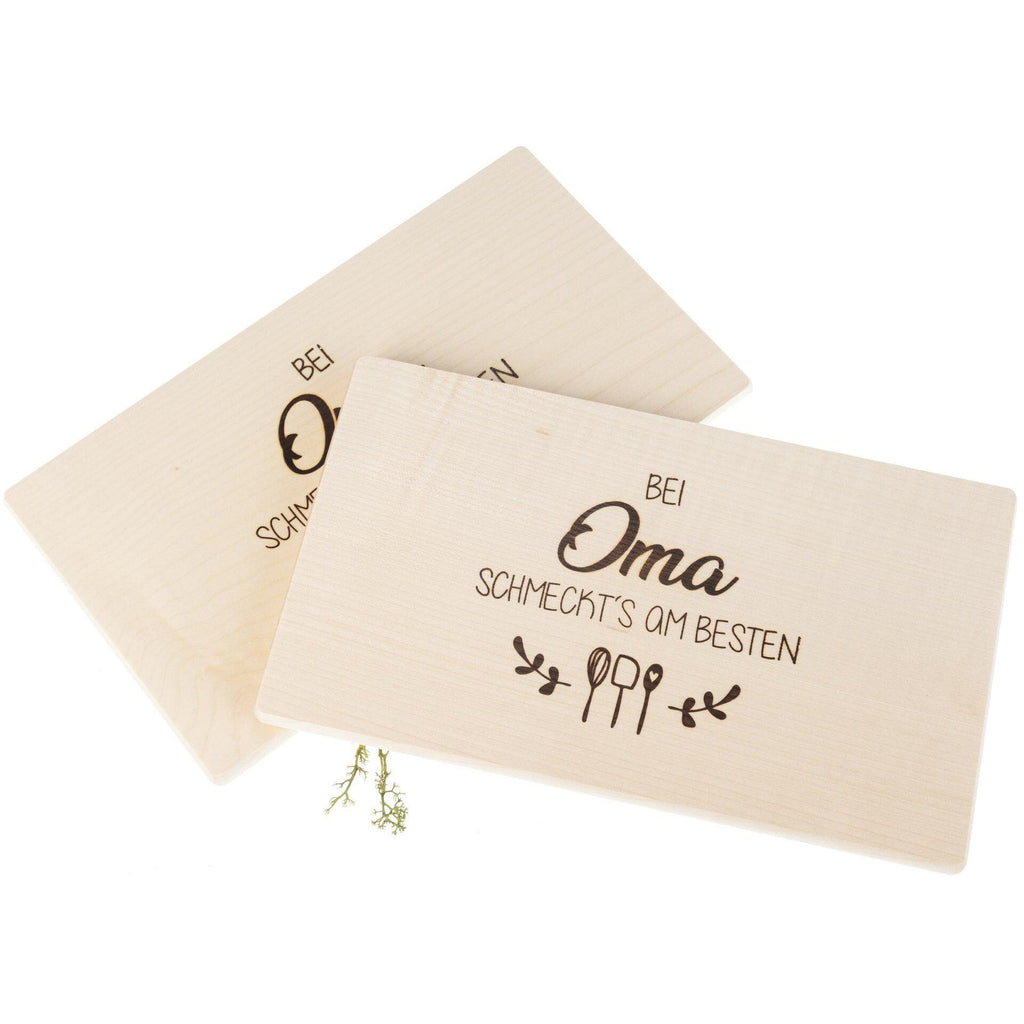 Geschenk Oma | Frühstücksbrett Holz | Schneidebrett Holz | Brotzeitbrett Gravur | Geburtstagsgeschenk | Bei Oma schmeckt's am besten