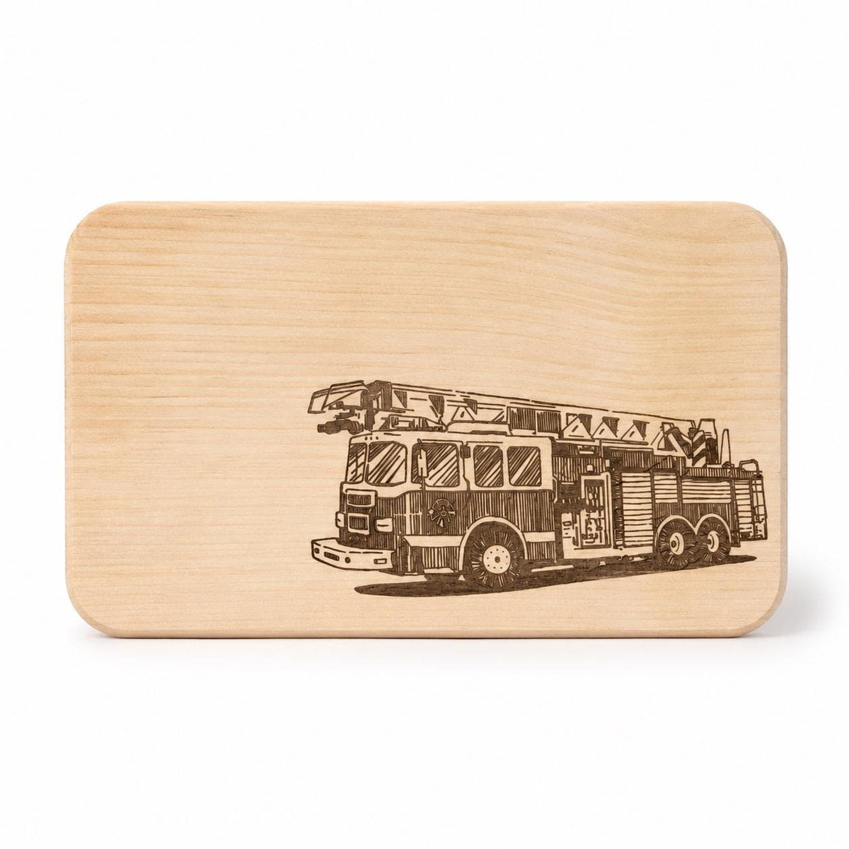 Frühstücksbrett Kinder | Feuerwehr Holzbrett | Brotzeitbrett Gravur | Schneidebrett Holz | Feuerwehrauto Motiv | Geschenk Kinder | Geschenk