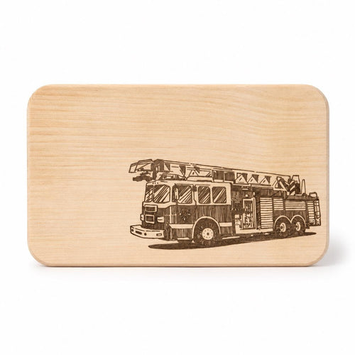 Frühstücksbrett Kinder | Feuerwehr Holzbrett | Brotzeitbrett Gravur | Schneidebrett Holz | Feuerwehrauto Motiv | Geschenk Kinder | Geschenk