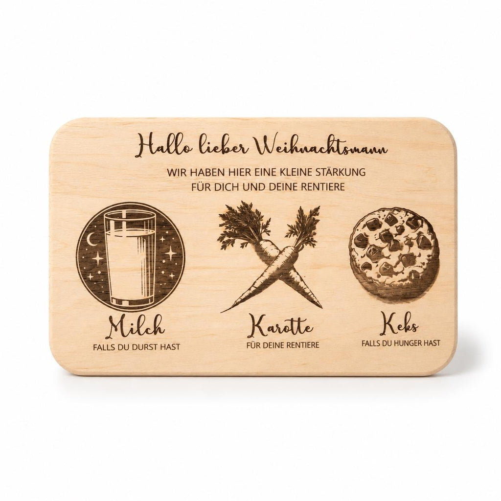 Frühstücksbrett Kinder | Nikolaus Brett | Brotzeitbrett Gravur | Schneidebrett Holz | Weihnachtsmann Teller | Weihnachtsgeschenk Kinder |