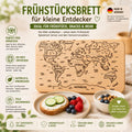 Frühstücksbrett Kinder | Weltkarte Lernbrett | Brotzeitbrett Gravur | Schneidebrett Holz | Holzbrett Weltkarte | Geschenk Kinder |