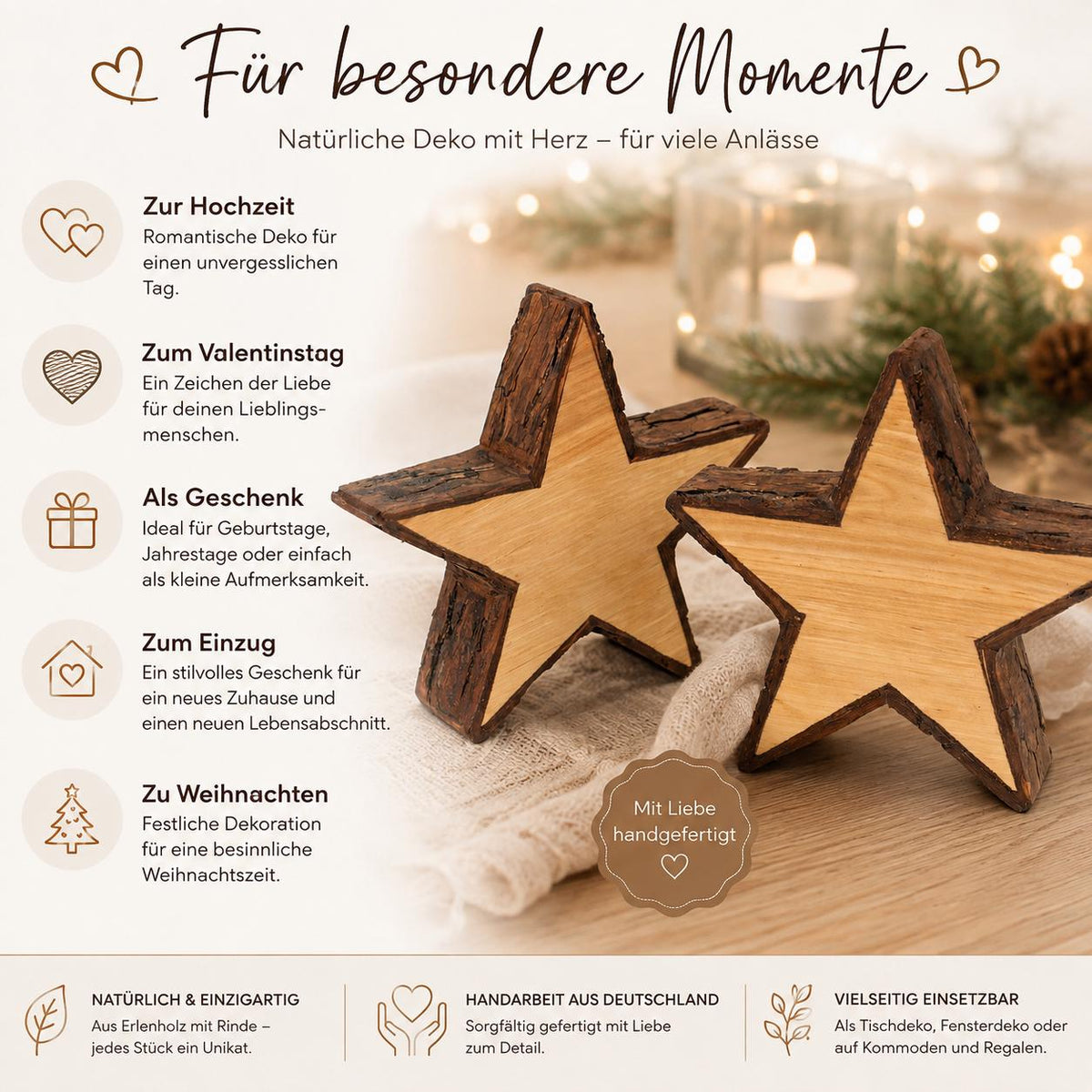 Holz Stern Deko | Stern aus Holz | Rustikale Holz Deko | Wohnzimmer Deko | Einzugsgeschenk | Weihnachtsdeko Holz