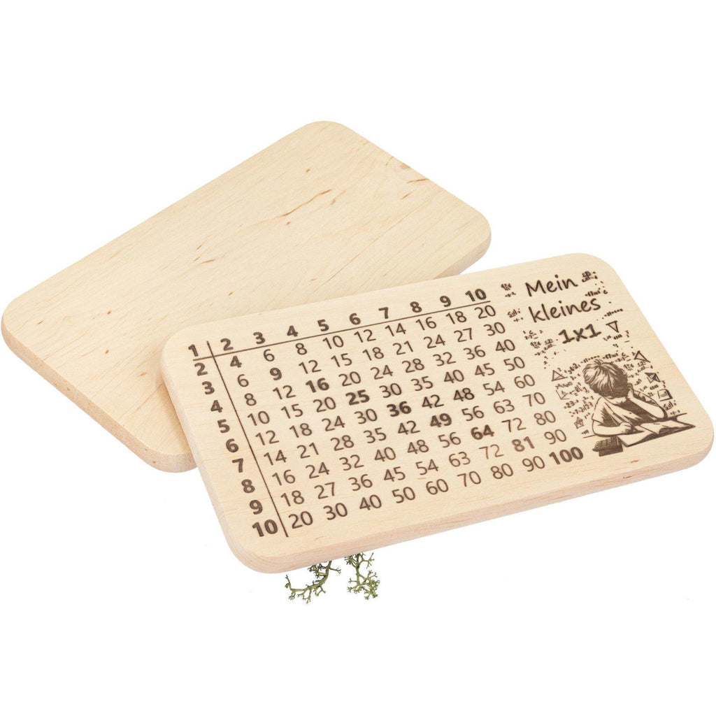 Frühstücksbrett Kinder | 1x1 Lernbrett | Brotzeitbrett Gravur | Schneidebrett Holz | Multiplikation Lernen | Montessori Geschenk|Rechenbrett