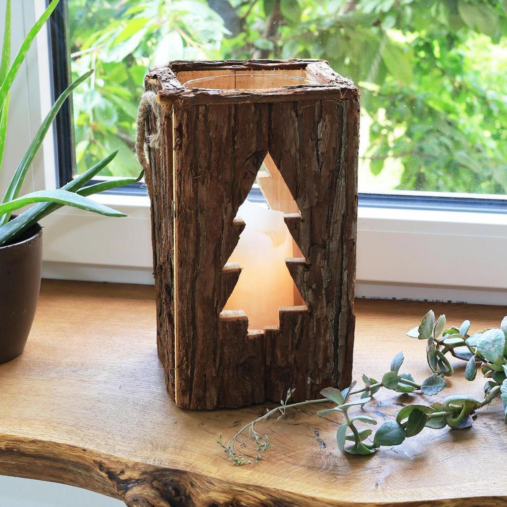 Holz Laterne | Windlicht Holz | Tannen Laterne | Rustikale Deko | Wohnzimmer Deko | Einzugsgeschenk | Holz Deko