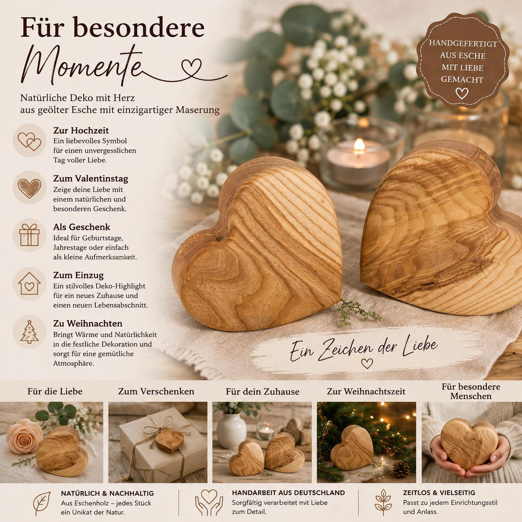 Holz Herz Deko | Herz aus Holz | Wohnzimmer Deko | Einzugsgeschenk | Hochzeitsgeschenk | Boho Deko | Natur Deko