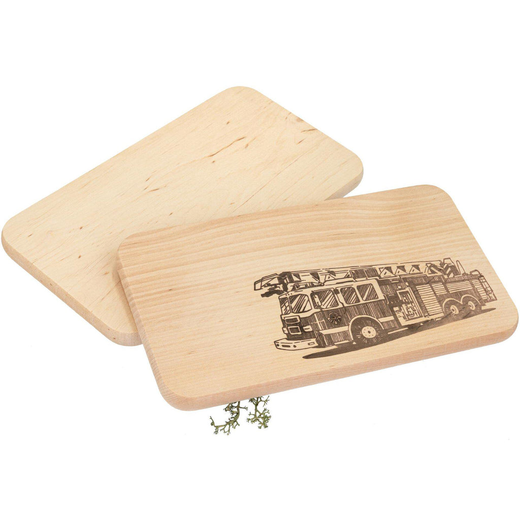 Frühstücksbrett Kinder | Feuerwehr Holzbrett | Brotzeitbrett Gravur | Schneidebrett Holz | Feuerwehrauto Motiv | Geschenk Kinder | Geschenk