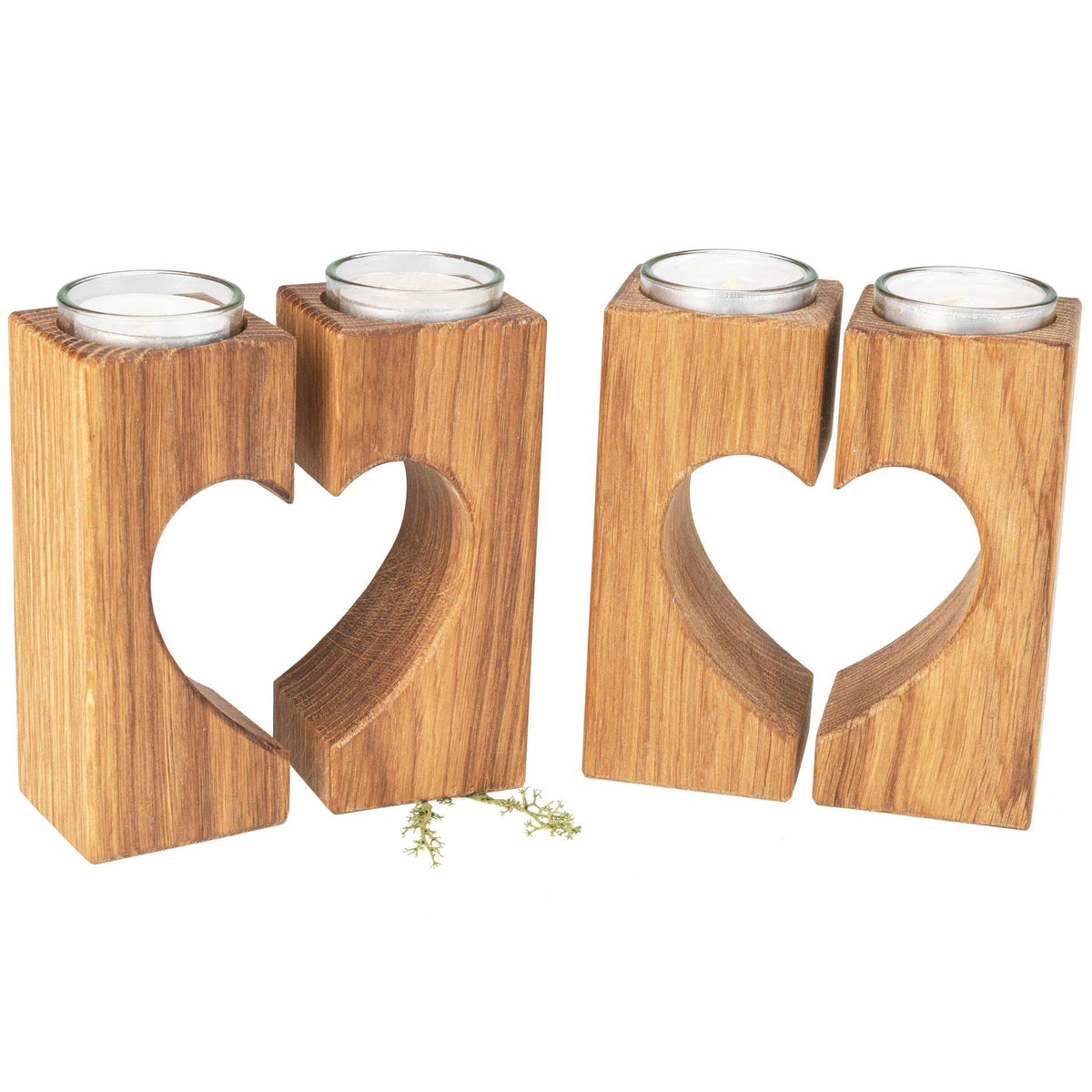 Teelichthalter Holz | Kerzenhalter Herz | Holz Deko Wohnzimmer | Geschenk Hochzeit | Einzugsgeschenk | Eiche Teelichthalter