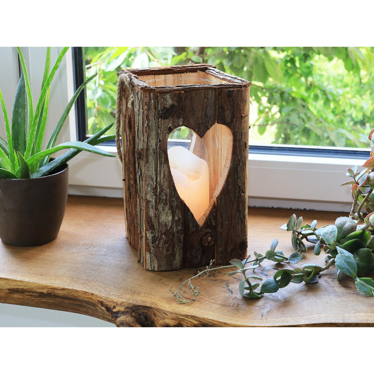 Holz Laterne | Rustikale Deko | Herz Deko | Wohnzimmer Deko | Holz Deko | Geschenkidee Hochzeit | Windlicht Holz
