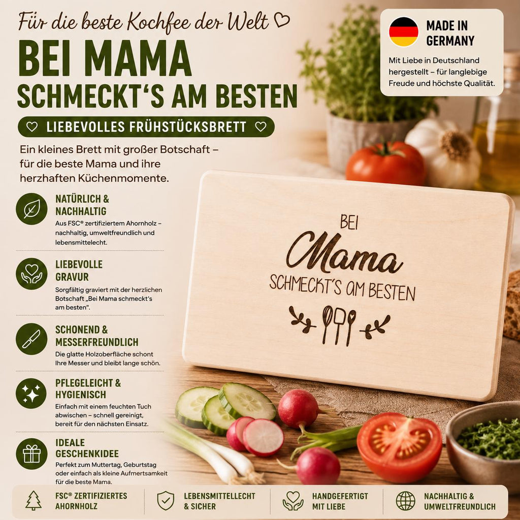 Mama Geschenk | Muttertag Geschenk | Frühstücksbrett Holz | Schneidebrett Holz | Geburtstagsgeschenk | Holzbrett Gravur