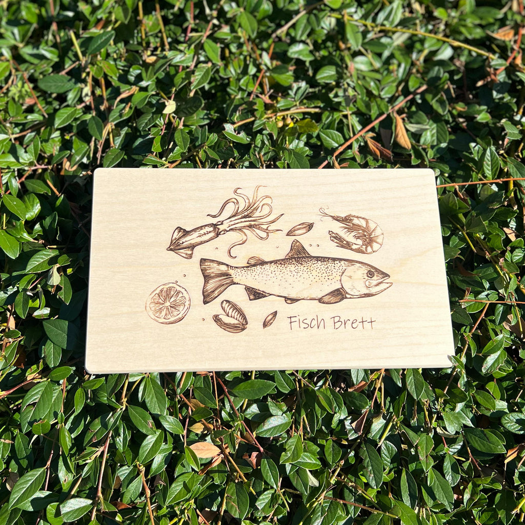 Schneidebrett Holz | Frühstücksbrett Ahorn | Fisch Brett Küche | Brotzeitbrett Holz | Geschenkidee Küche | Geburtstagsgeschenk