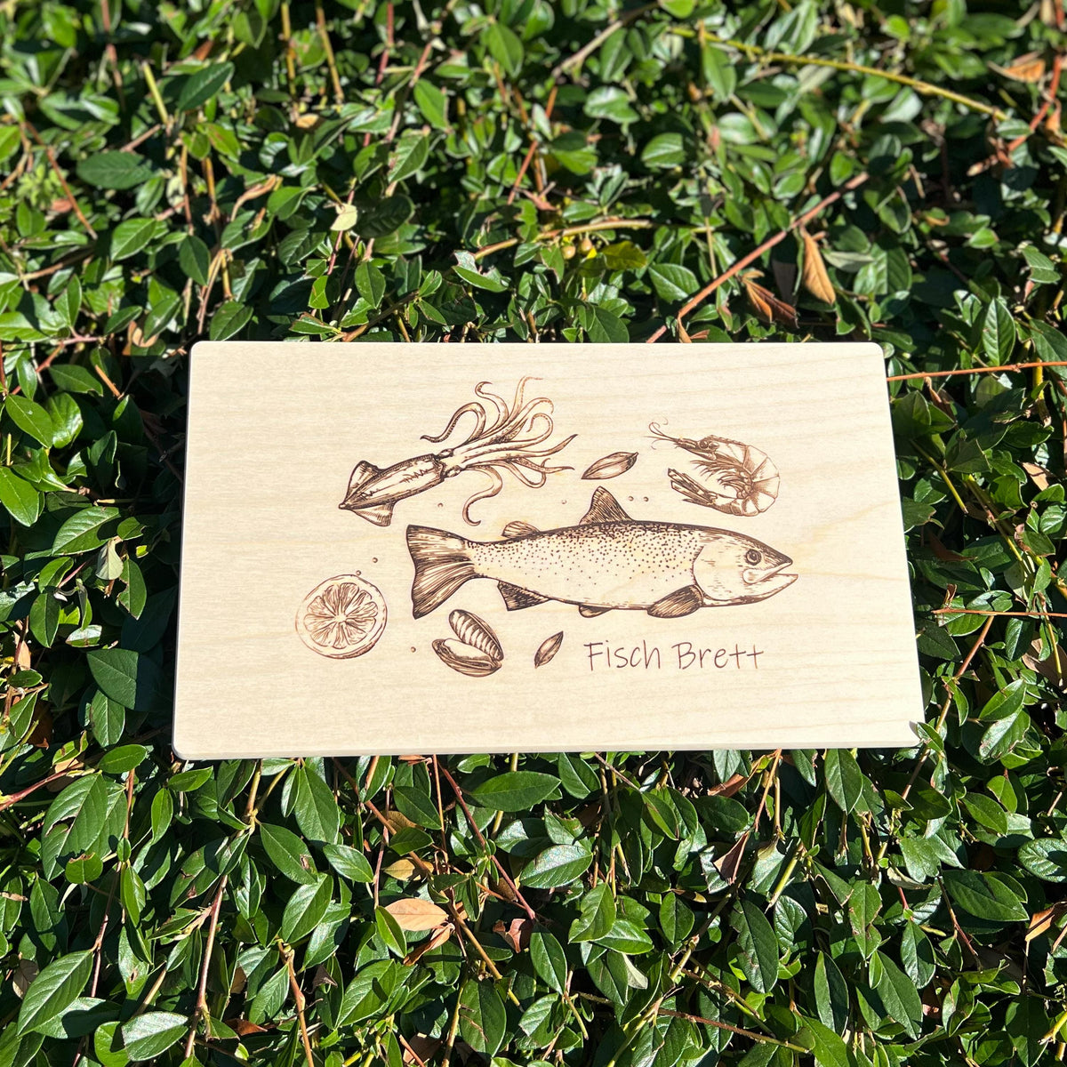Schneidebrett Holz | Frühstücksbrett Ahorn | Fisch Brett Küche | Brotzeitbrett Holz | Geschenkidee Küche | Geburtstagsgeschenk